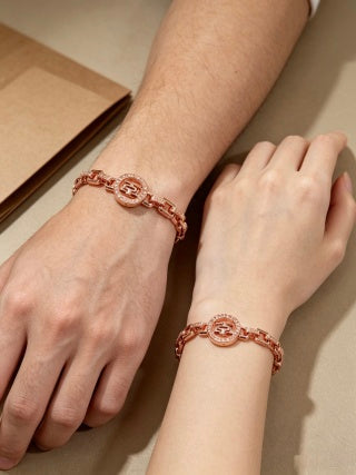 Bvlgari Rose Gold Medallion Link Bracelet – Elegant Luxury Jewelry