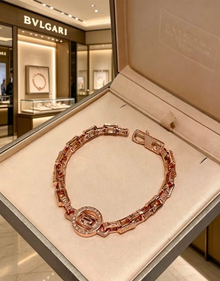 Bvlgari Rose Gold Medallion Link Bracelet – Elegant Luxury Jewelry