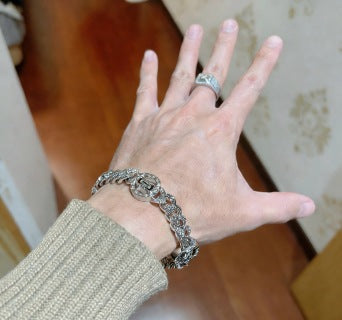 Bvlgari Silver Medallion Crystal Link Bracelet – Elegant Luxury Jewelry