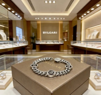 Bvlgari Silver Medallion Crystal Link Bracelet – Elegant Luxury Jewelry
