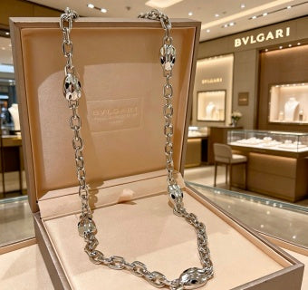 Bvlgari Silver Chunky Link Chain Necklace – Elegant Luxury Jewelry