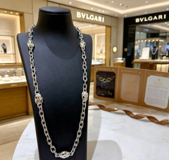 Bvlgari Silver Chunky Link Chain Necklace – Elegant Luxury Jewelry