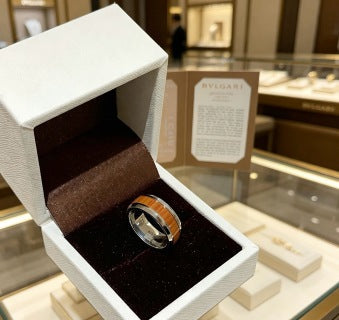 Bvlgari Silver Brown Accent Band Ring – Elegant Luxury Jewelry