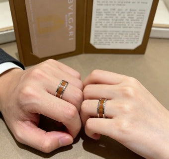 Bvlgari Silver Brown Accent Band Ring – Elegant Luxury Jewelry