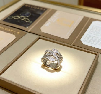 Bvlgari Spiral Crystal Pave Ring – Elegant Luxury Jewelry