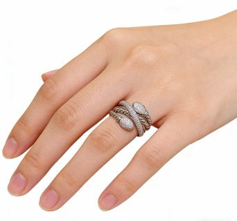Bvlgari Spiral Crystal Pave Ring – Elegant Luxury Jewelry