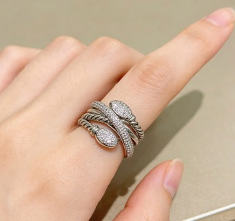 Bvlgari Spiral Crystal Pave Ring – Elegant Luxury Jewelry
