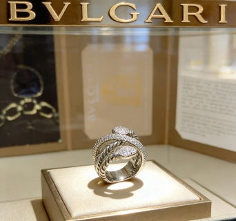 Bvlgari Spiral Crystal Pave Ring – Elegant Luxury Jewelry