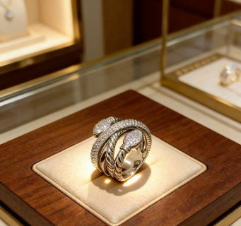 Bvlgari Spiral Crystal Pave Ring – Elegant Luxury Jewelry