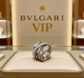 Bvlgari Spiral Crystal Pave Ring – Elegant Luxury Jewelry