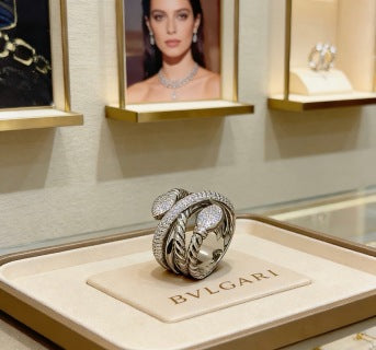 Bvlgari Spiral Crystal Pave Ring – Elegant Luxury Jewelry