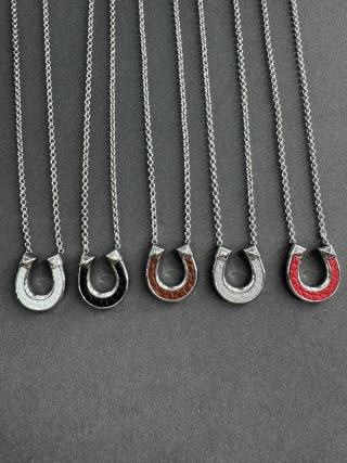 Hermès Celestial Horseshoe Enamel Pendant Necklace