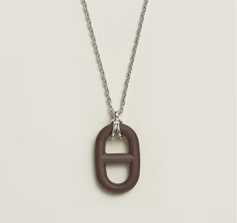 Hermès Leather Oval Link Pendant Necklace