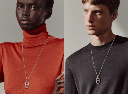 Hermès Beaded Oval Loop Pendant Necklace