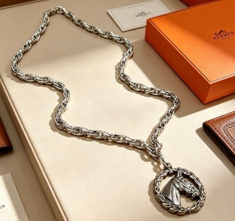 Hermès Équestre Medallion Chain Necklace