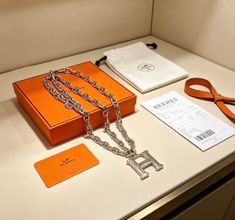 Hermès Chaine d’Ancre H Pendant Silver Necklace