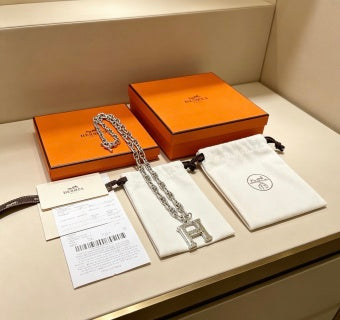 Hermès Chaine d’Ancre H Pendant Silver Necklace