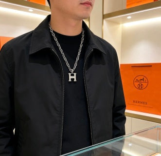 Hermès Chaine d’Ancre H Pendant Silver Necklace