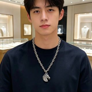 Hermès Equestrian Horse Head Pendant Necklace