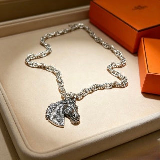 Hermès Equestrian Horse Head Pendant Necklace