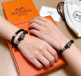 Hermès Obsidian H Bead Bracelet