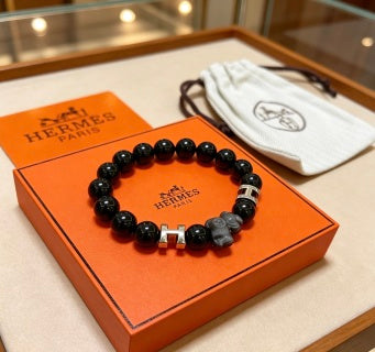 Hermès Obsidian H Bead Bracelet