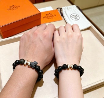 Hermès Obsidian H Bead Bracelet
