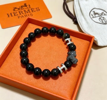 Hermès Obsidian H Bead Bracelet