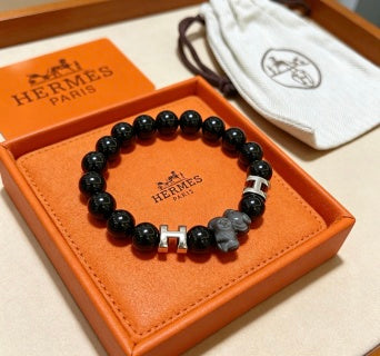 Hermès Obsidian H Bead Bracelet