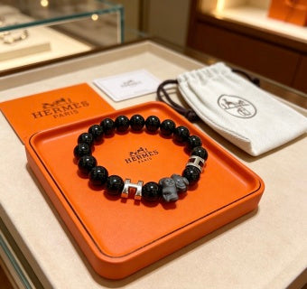 Hermès Obsidian H Bead Bracelet