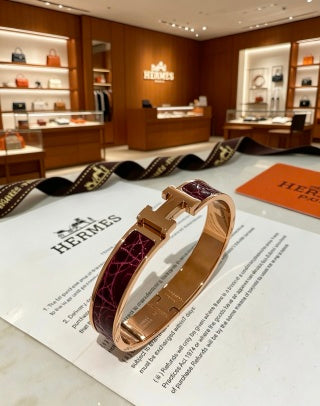 Hermès Collier de Chien Leather Inlay Bracelet