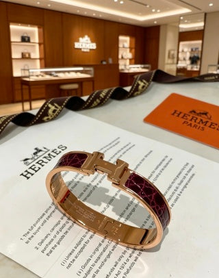Hermès Collier de Chien Leather Inlay Bracelet