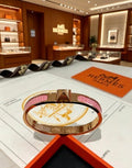 Hermès Rose Gold Clic H Pavé Enamel Bracelet