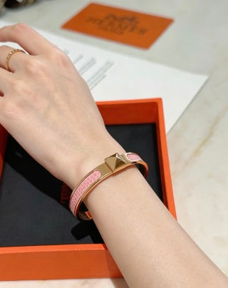 Hermès Rose Gold Clic H Pavé Enamel Bracelet