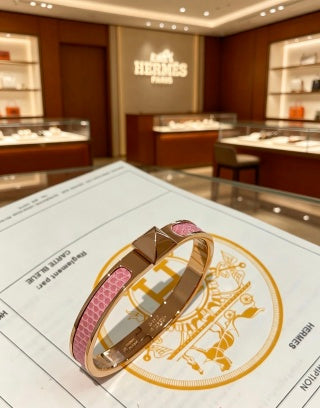 Hermès Rose Gold Clic H Pavé Enamel Bracelet