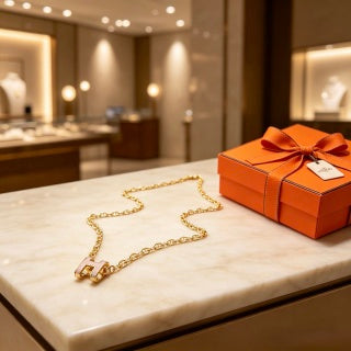 Hermès Éclat H Pendant Chain Necklace