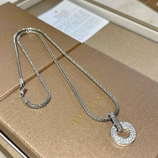 Bvlgari Silver Circle Crystal Pendant Necklace – Elegant Luxury Jewelry