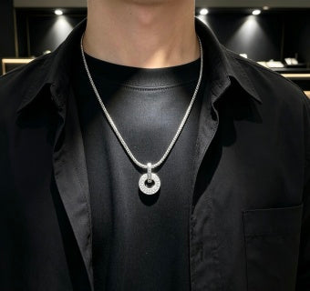 Bvlgari Silver Circle Crystal Pendant Necklace – Elegant Luxury Jewelry