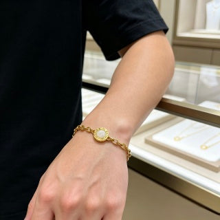 Bvlgari Gold Pearl Accent Link Bracelet – Elegant Luxury Jewelry
