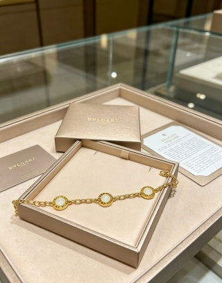 Bvlgari Gold Pearl Accent Link Bracelet – Elegant Luxury Jewelry