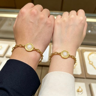 Bvlgari Gold Pearl Accent Link Bracelet – Elegant Luxury Jewelry