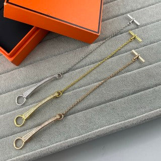 Hermès Sleek Oval Drop Chain Bracelet