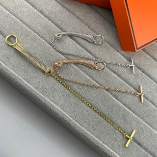 Hermès Sleek Oval Drop Chain Bracelet