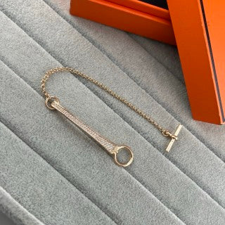 Hermès Sleek Oval Drop Chain Bracelet