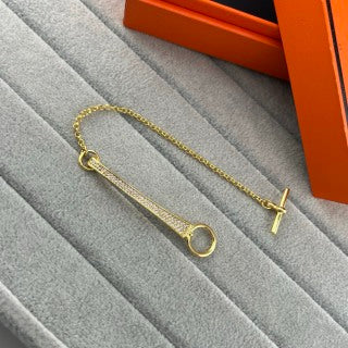 Hermès Sleek Oval Drop Chain Bracelet