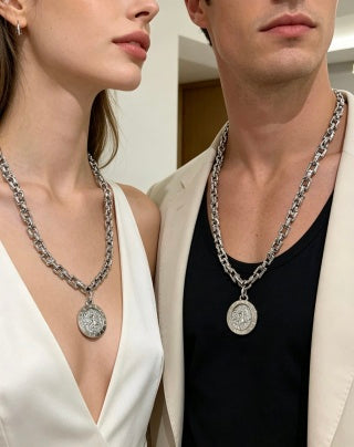 Bvlgari Silver Medallion Chain Necklace – Elegant Luxury Jewelry