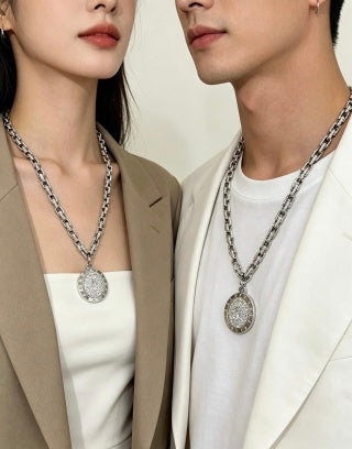 Bvlgari Silver Medallion Chain Necklace – Elegant Luxury Jewelry