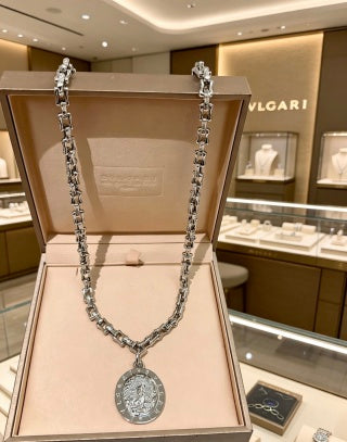 Bvlgari Silver Medallion Chain Necklace – Elegant Luxury Jewelry