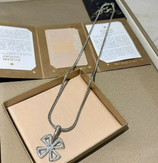 Bvlgari Silver Crystal Cross Pendant Necklace – Elegant Luxury Jewelry