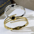 Bvlgari Two Tone Black Accent Double Line Cuff Bracelet – Elegant Luxury Jewelry
